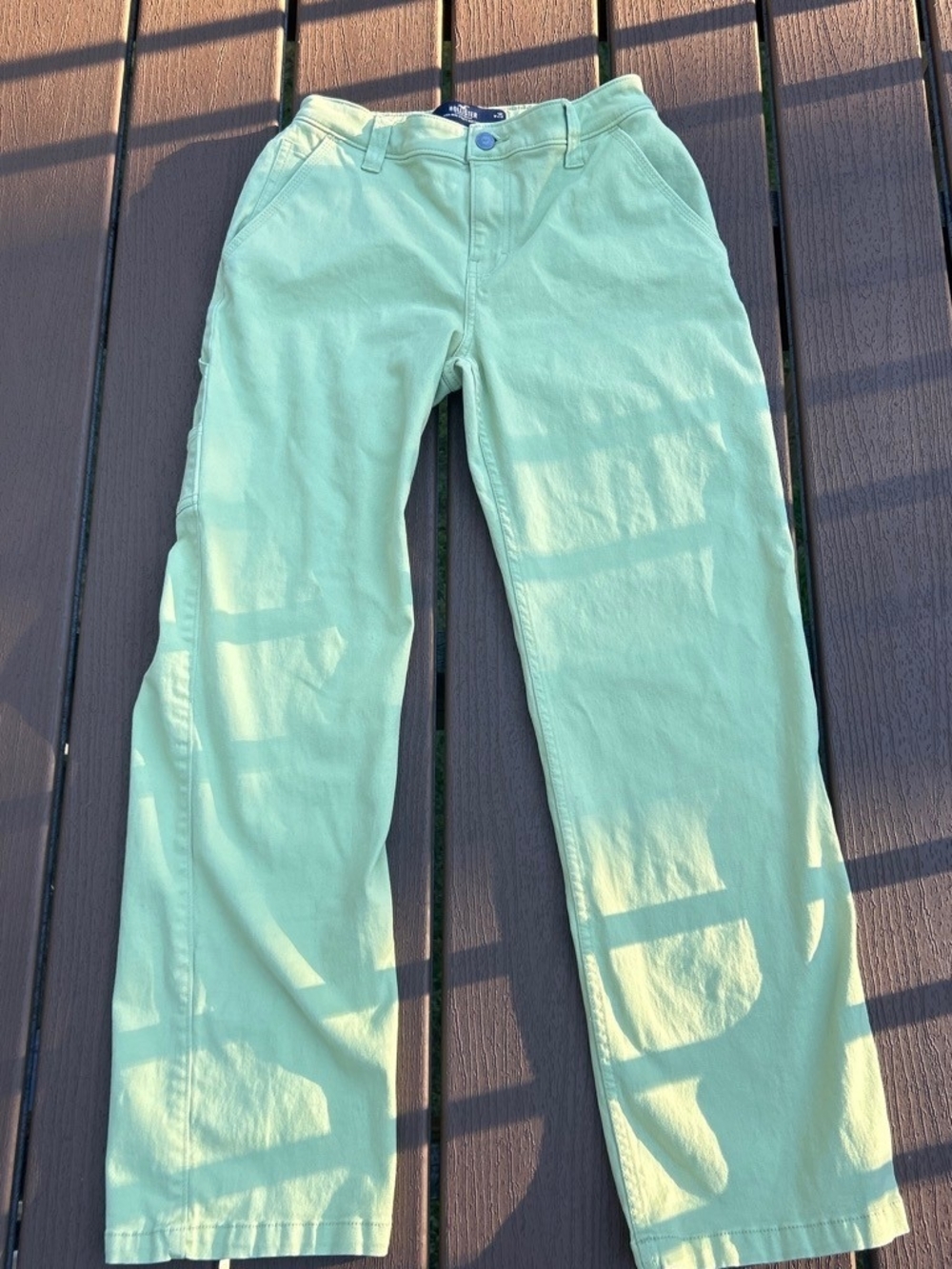 Hollister Mint Green Straight-Leg Jeans High Rise Utility Dad Pants